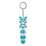 Articulated cat keychain in sky blue and white