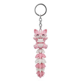 Articulated cat keychain in light pink and white