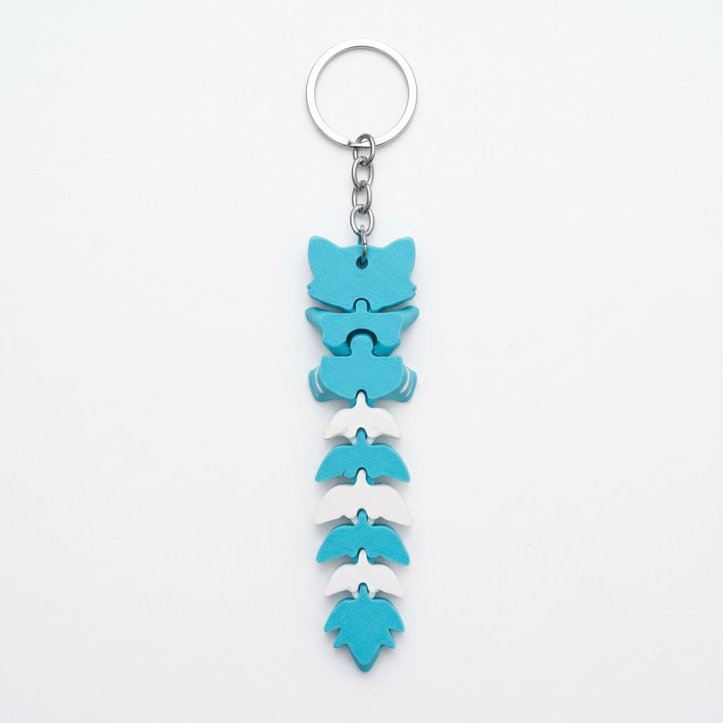 Articulated cat keychain sky blue – size