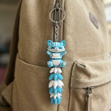 Articulated cat keychain sky blue – movable tail