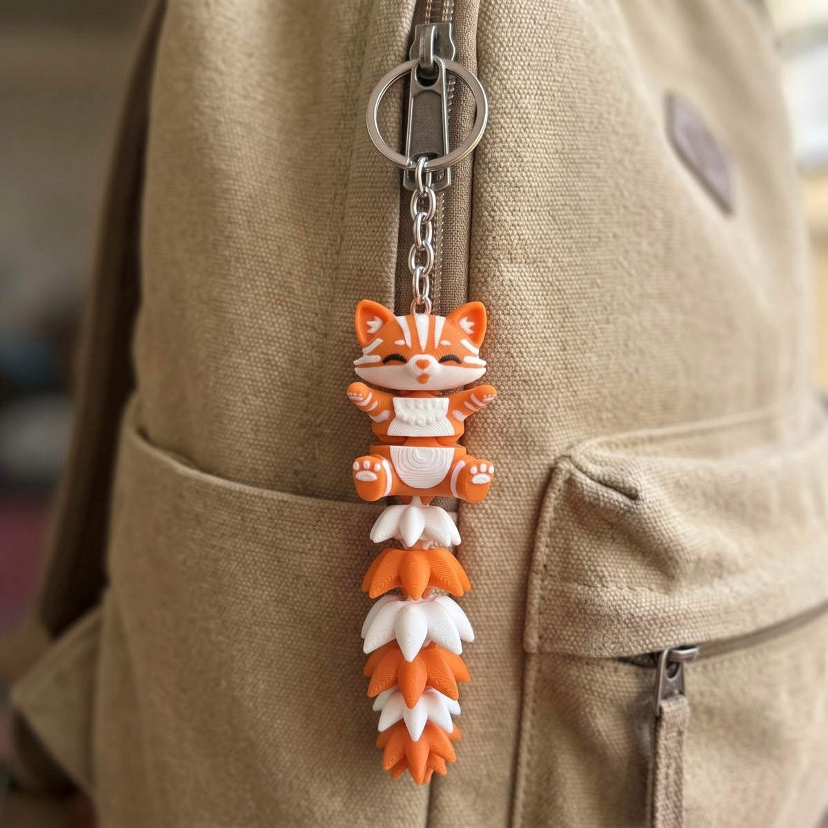 Articulated cat keychain orange – size