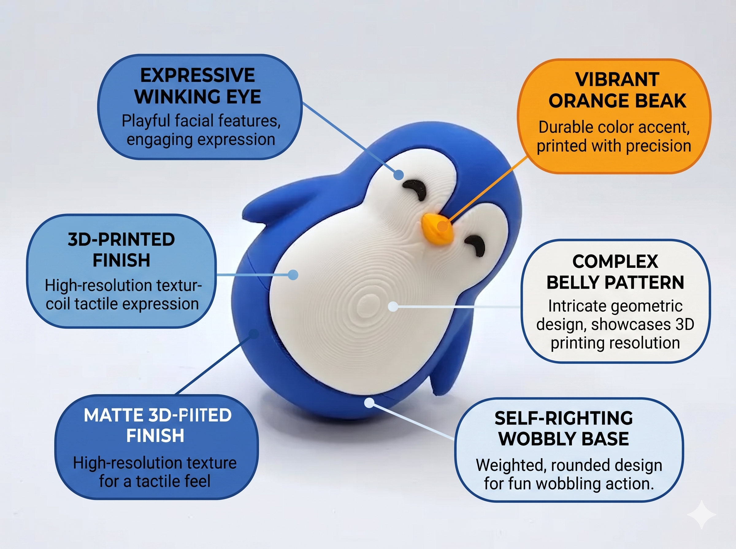 Chubby Penguin Figurine – 3D Printed Desk Decor | Cute Collectible Gift
