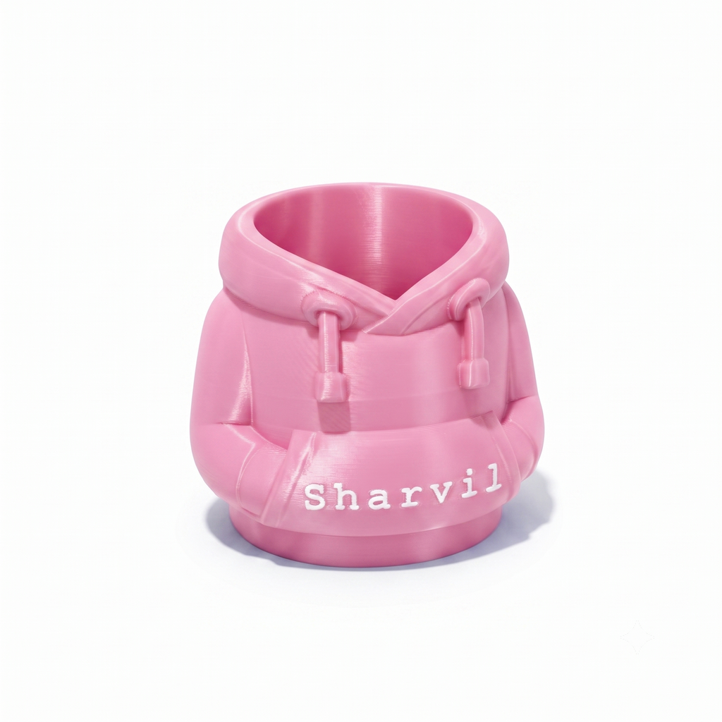 Personalized Hoodie Pen & Pencil Holder – Custom Name Desk Organizer