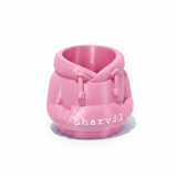 Pink 3D printed hoodie pen holder personalised with the name Sharvil