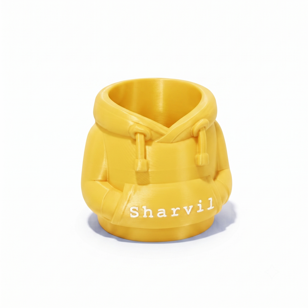 Personalized Hoodie Pen & Pencil Holder – Custom Name Desk Organizer