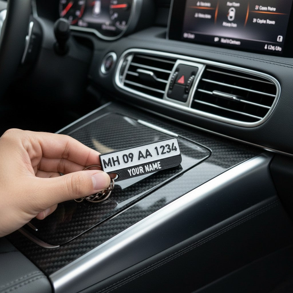 Customized License Plate Style Keychain Accessory