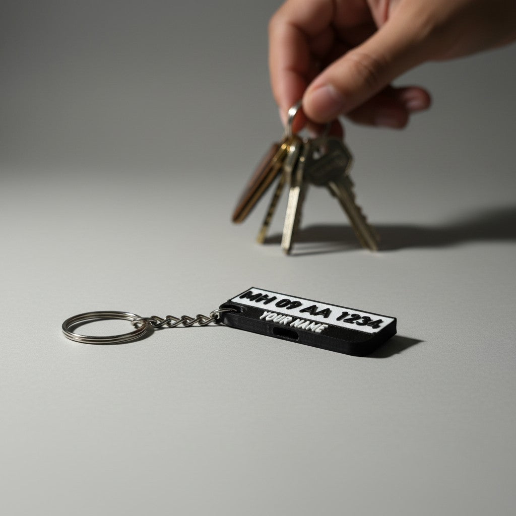 Customized License Plate Style Keychain Accessory